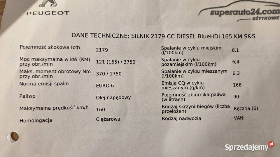 Peugeot Boxer 2021r 165 45000 tempomat Bydgoszcz