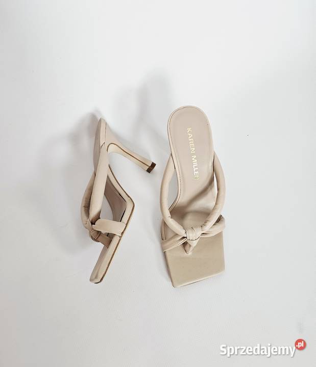 Nowe skórzane klapki na obcasie Karen Millen 36 skóra Warszawa