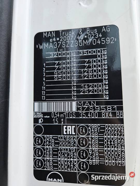 Rama do zabudowy MAN TGS 32400 2017 32000kg Ropczyce