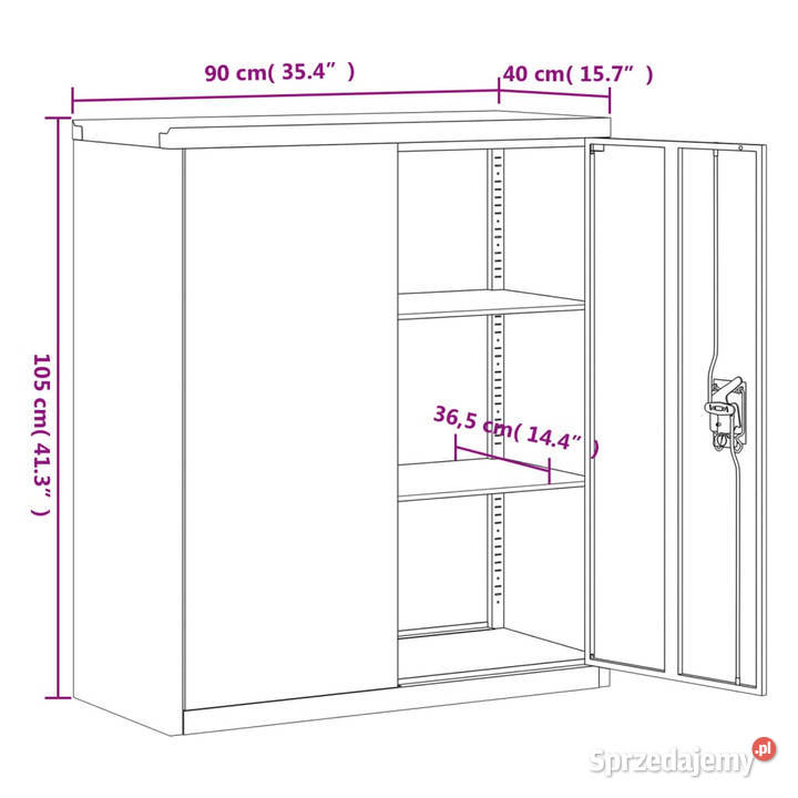Szafka na dokumenty jasnoszara 90x40x105 stalowa