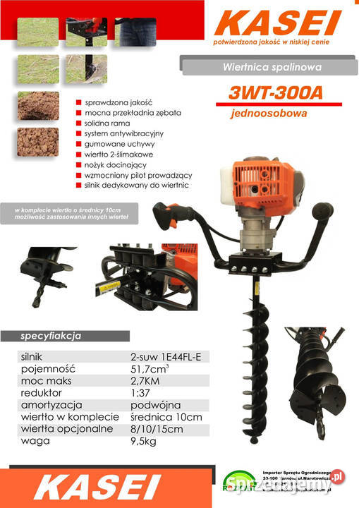 WIERTNICA GLEBOWA JEDNOOSOBOWA KASEI 3WT300A Opalenica
