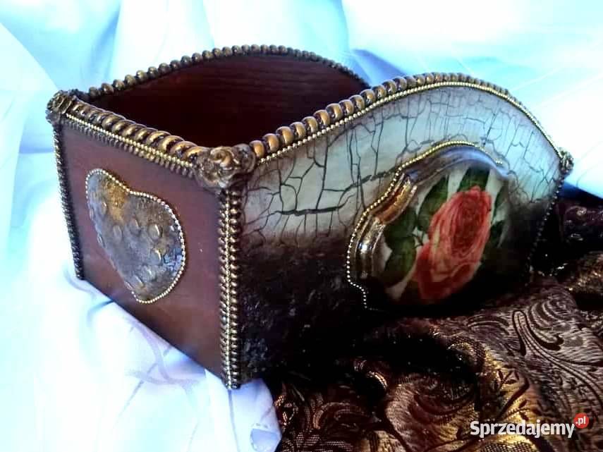 Pojemnik organizer decoupage rękodzieło mazowieckie sprzedam