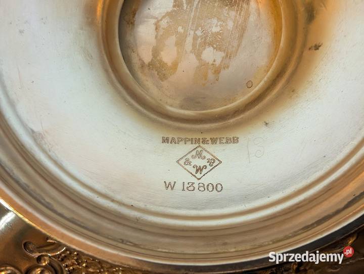 Kosz na owoce Mappin Webb z XIX wieku srebrzony