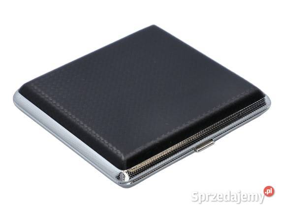 Czarna Metalowa Papierośnica Pokryta Ekoskórą na Ostrowy nad Okszą