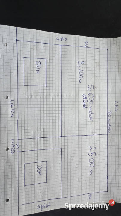 Działka pod budowę domu pod lasem szeroka długa 100zł/m2 Grunty i działki