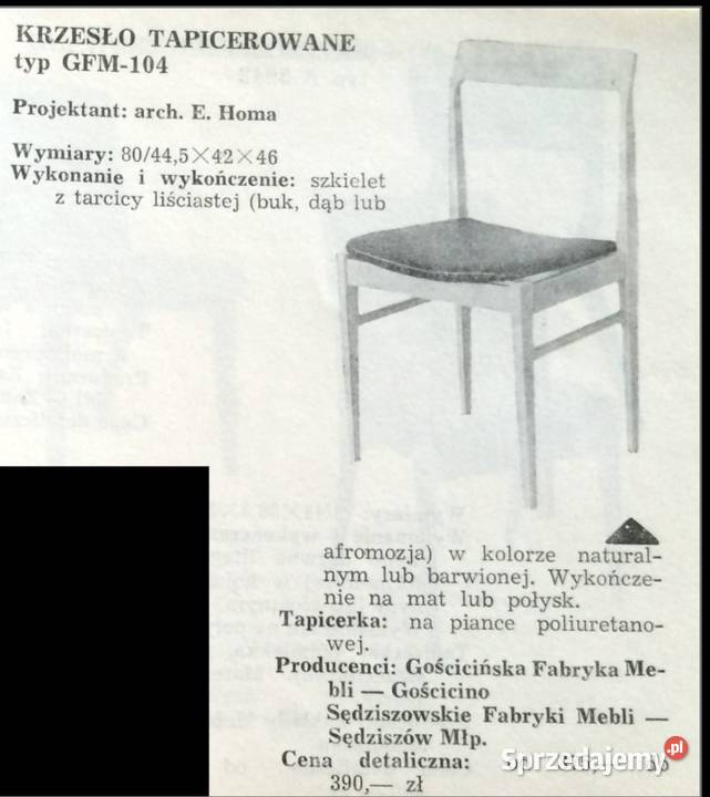 Krzesło GFM104 PRL Edmund Homa Warszawa sprzedam