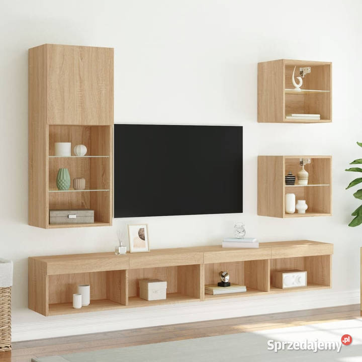 5częściowy zestaw mebli TV z LED dąb sonoma Warszawa sprzedam
