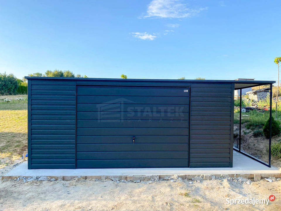 Garaż blaszany 5x6m wiata 1m brama antracyt dach Łódź