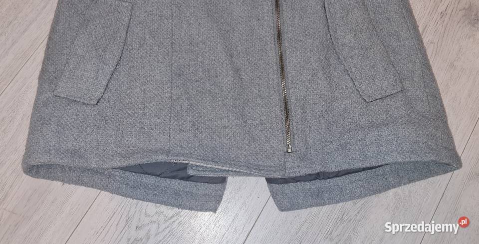Płaszcz damski popielaty kaptur 38M łódzkie Łódź