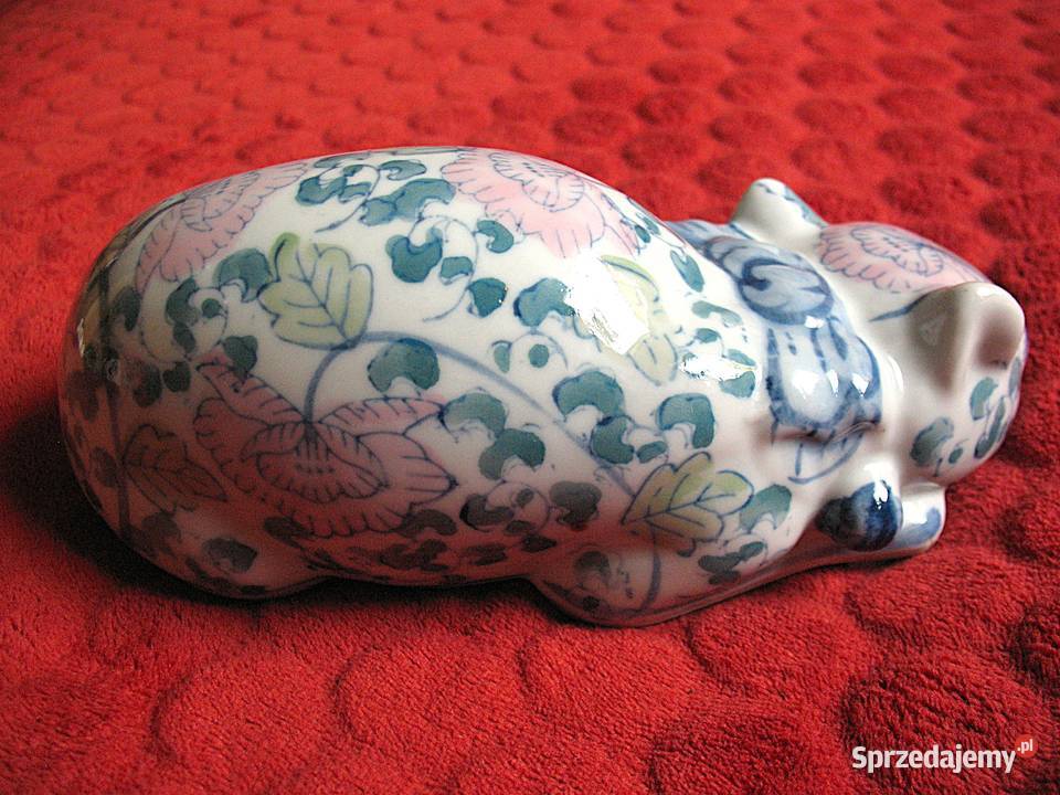 KOT w kwiaty malowany 91 x 22 x 11 Figurka z Siedlce