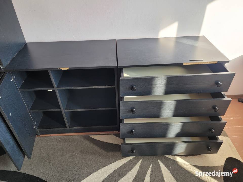 Zestaw czarnych grafitowych mebli szafki komoda Meble do salonu Płock