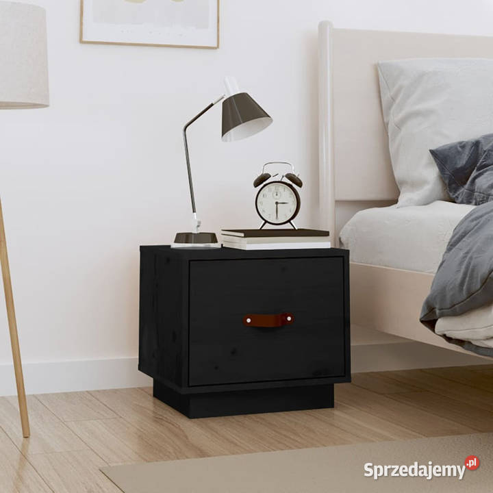 Szafka nocna czarna 40x34x35 lite drewno sosnowe Warszawa