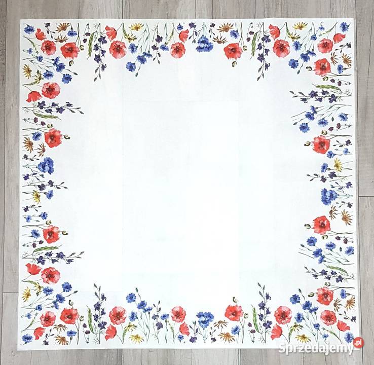 Serwetka w czerwone maki na białym tle 80x80 Chrzanów