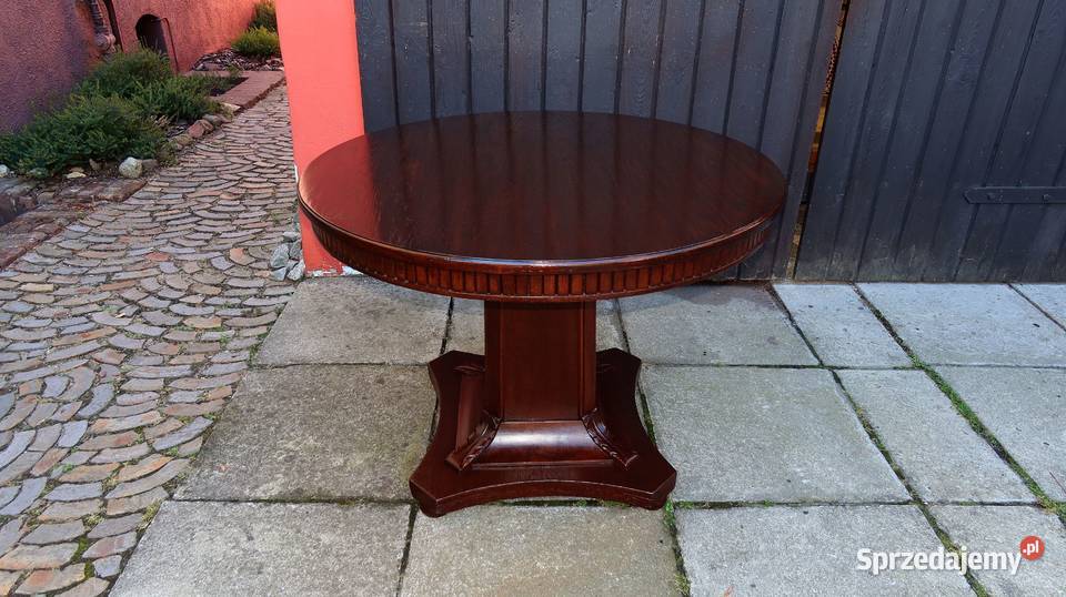 Unikatowy Okrągły Stół Stolik Kawowy Dąb 1920 r Ziębice