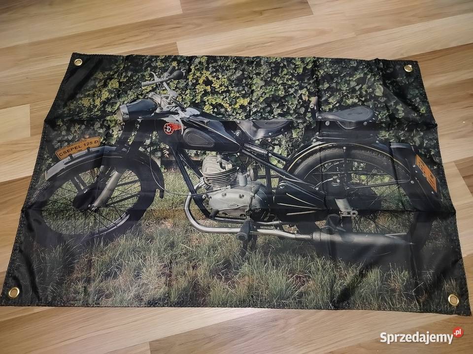 Baner plakat materiałowy 90x60 indian USA harley