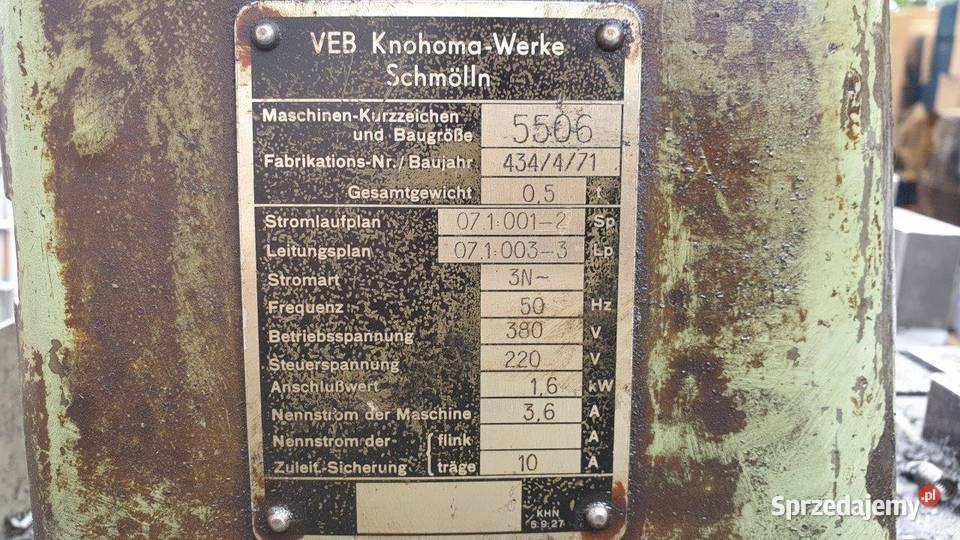 NITOWNICA Niciarka Radialna Hydrauliczna VEB Opalenica