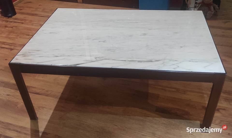 Solidna ława mahoniowa z blatem marmurowym z 125cm Sypniewo sprzedam
