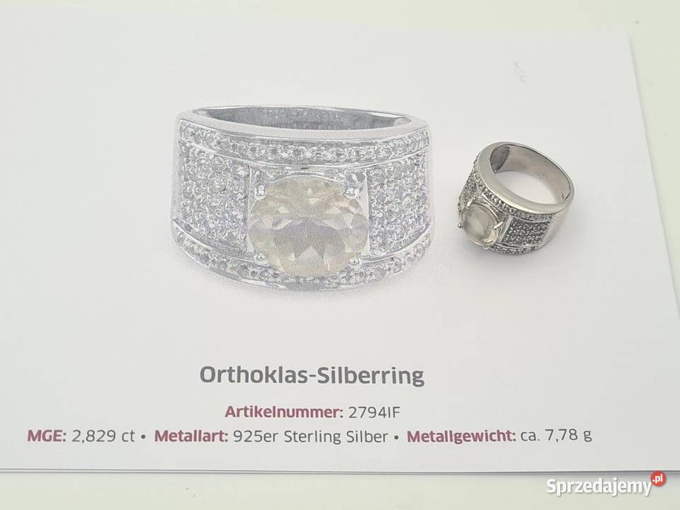 Szeroki pierścionek srebro 925 z ortoklazem i