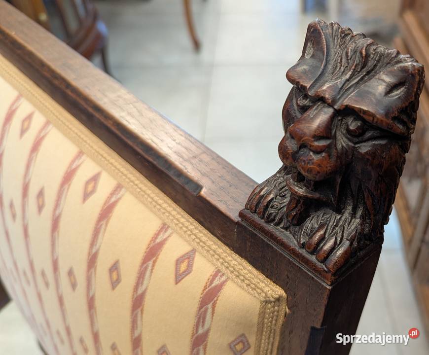 Piękny dębowy fotel neorenesansowysklep Dąbrowa Dąbrowa Górnicza