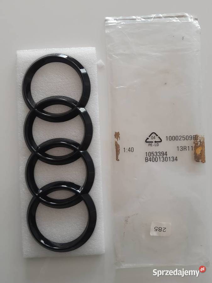 Emblemat Audi czarny ring przód 285mm A6 A7 A8 Pozostałe Wałbrzych