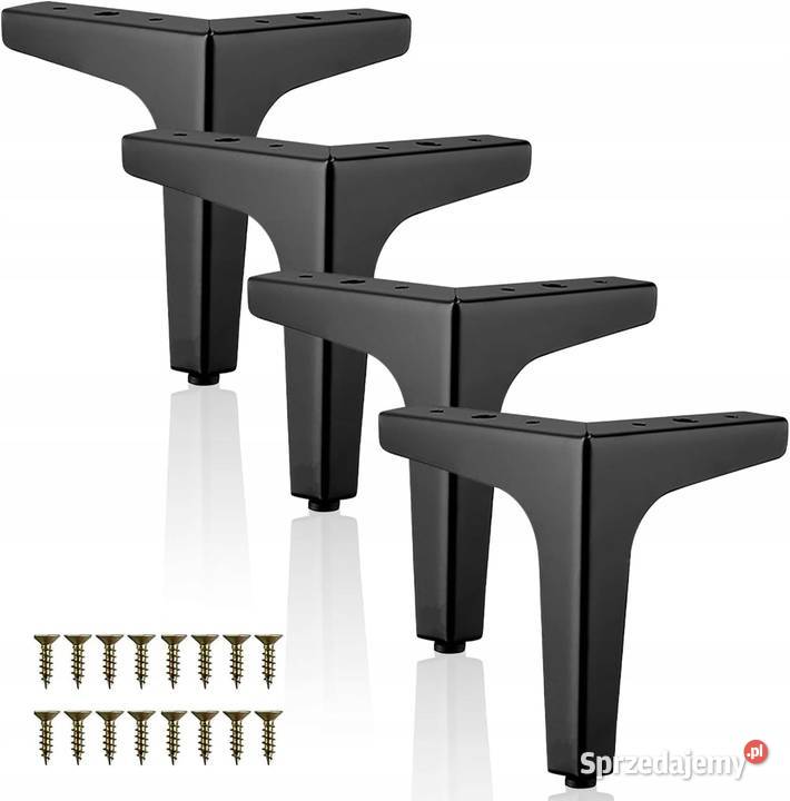 4 czarne nóżki meblowe 10 metalowe Myszyniec