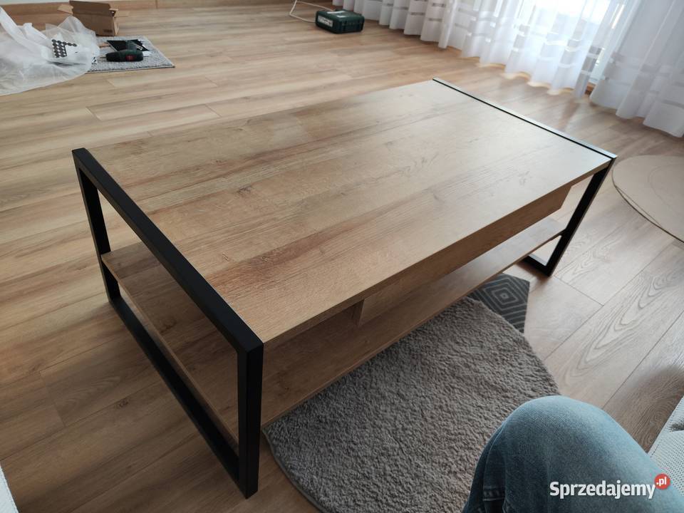 Stolik kawowy z szufladą do sofy naturalny dąb z 40cm Pabianice sprzedam