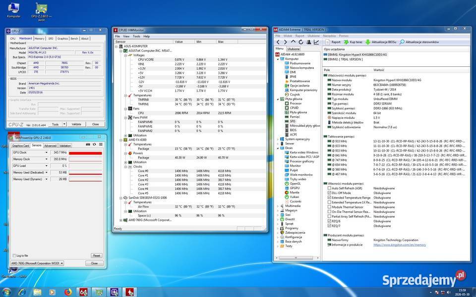ASUS M5A78LM LX3AMD FX6300 3541GHzRAM 2x4GB DDR3 łódzkie Cielądz