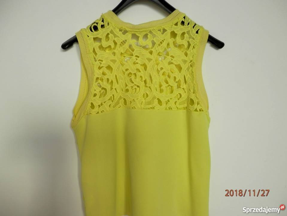 Bluzka Zara Limonkowa Żółta Fluo Neon Koronka Wrangler
