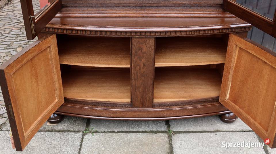 Wspaniała Unikatowa Witryna Serwantka Dąb 1920 Ziębice