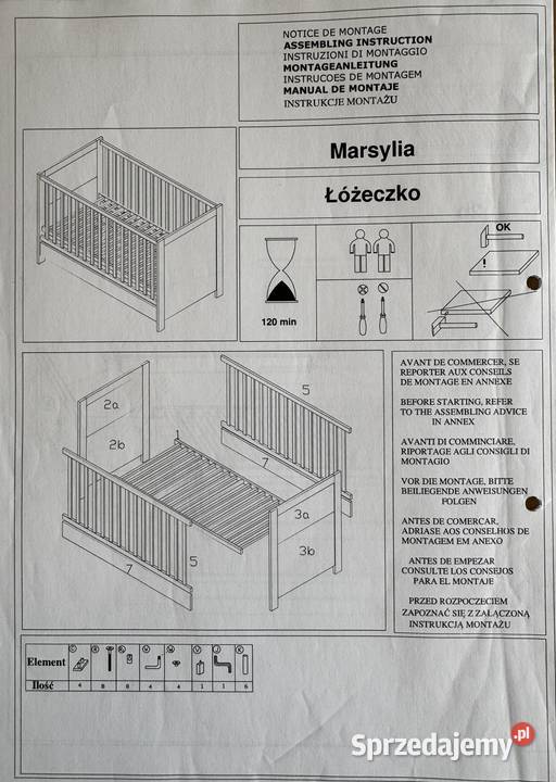 Łóżeczko dziecięce 14070 MARSYLIA z materacem Warszawa sprzedam