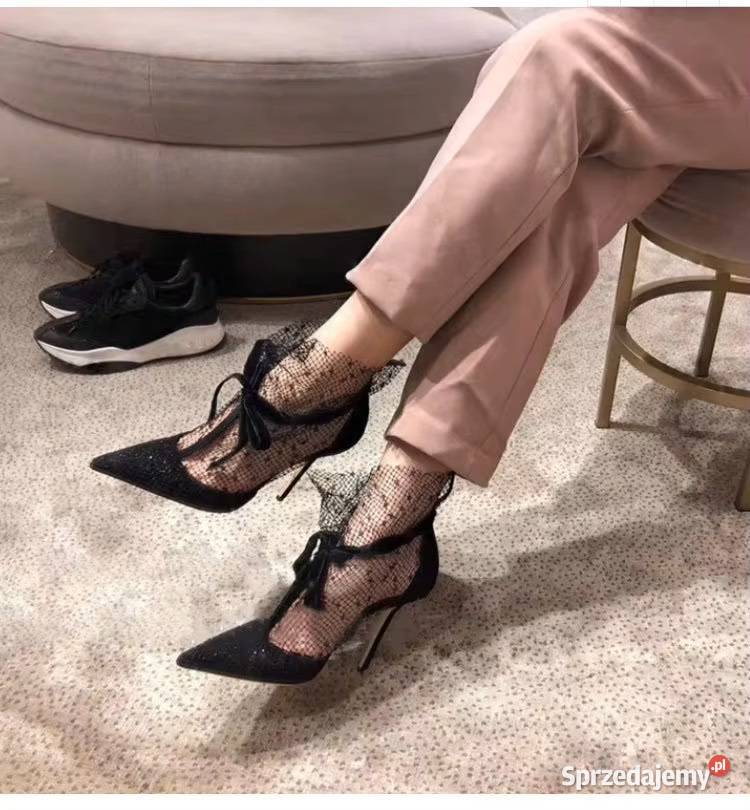 Czółenka z siateczką czarne z 3439 Świdnica