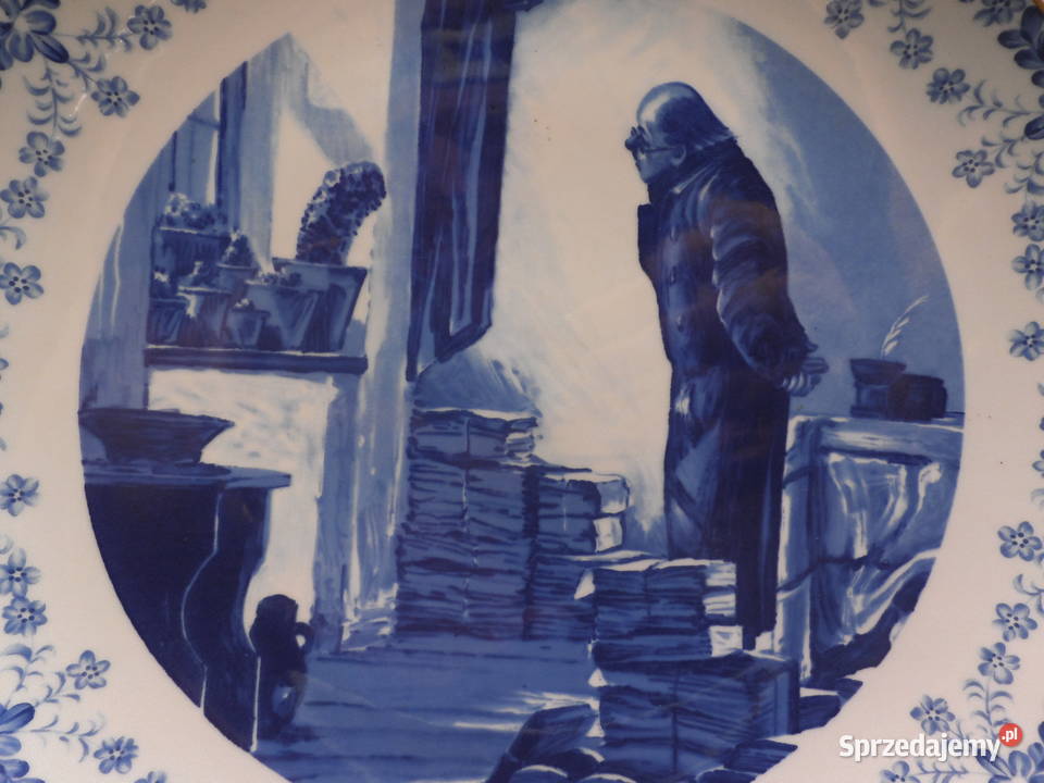 Talerz obraz autor Spitzweg Wallendorf kobalt 27 Porcelana i szkło wielkopolskie Raszków
