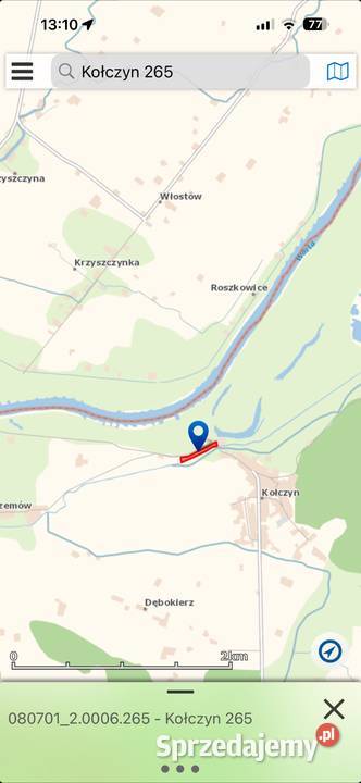 Działka z linią brzegową rzeki lubuskie Kołczyn