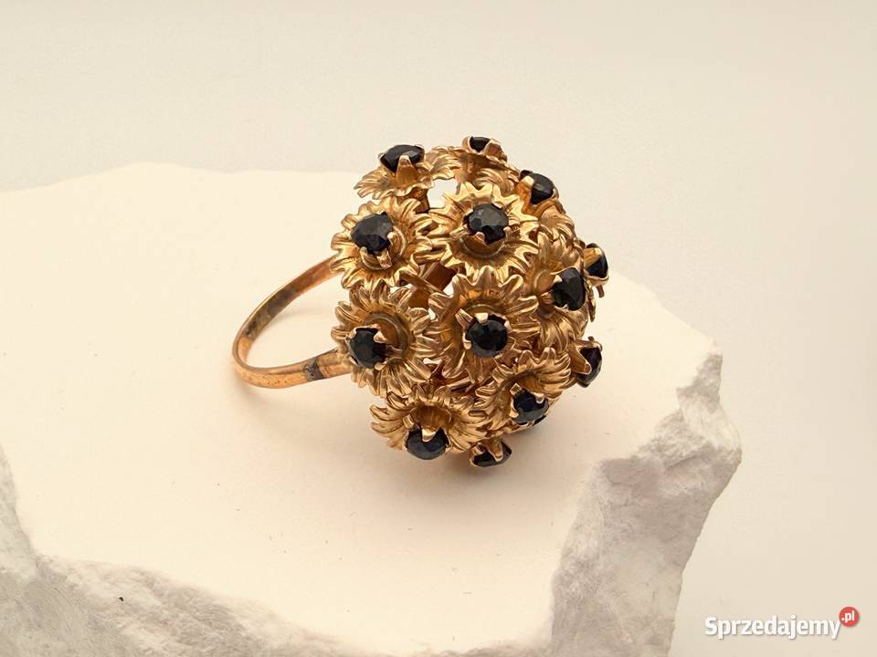 Wspaniały bukiet szafirów Vintage pierścionek Szczecin