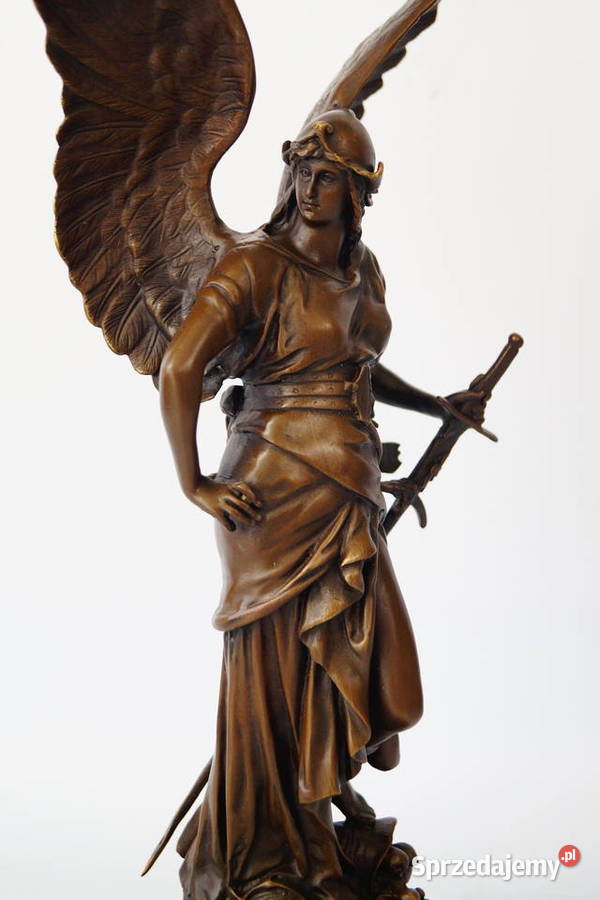 Archanioł z mieczem piękna figura z brązu rzeźba wielkopolskie