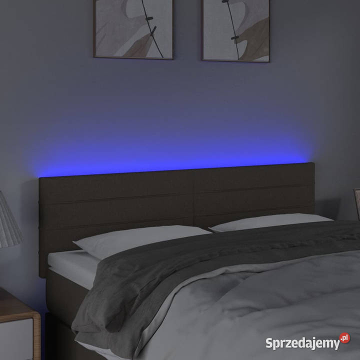 Zagłówek do łóżka z LED taupe 144x5x7888 tkanina