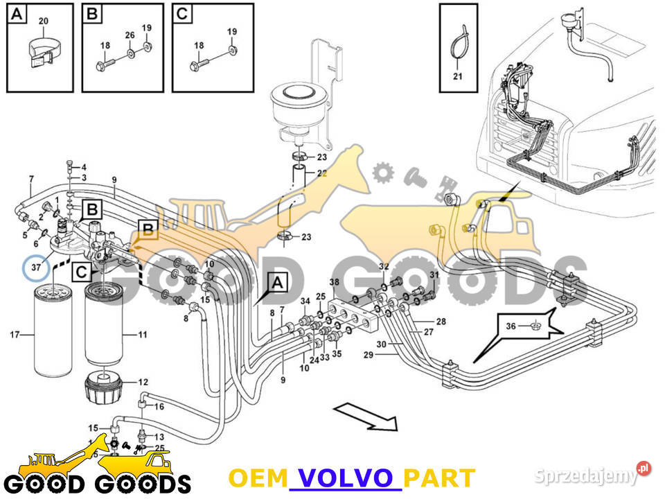 VOLVO PODSTAWA FILTRÓW PALIWA 21023287 21900852 Części do maszyn budowlanych Władysławów sprzedam
