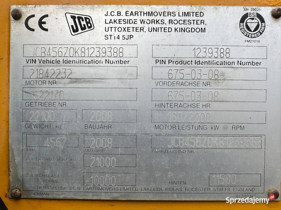 Ladowarka kolowa Jcb 456E Klimatyzacja Warszawa sprzedam