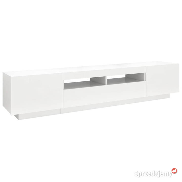 Szafka pod TV z oświetleniem LED biała 200x35x40