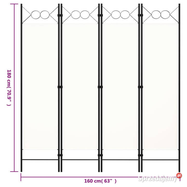 Parawan 4panelowy biały 160 x 180 WM320706