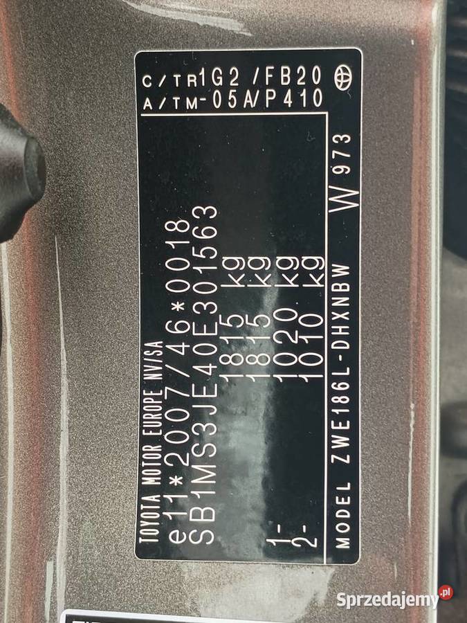 Toyota Auris II 18 Hybrid Salon Polska 92KM Jonkowo