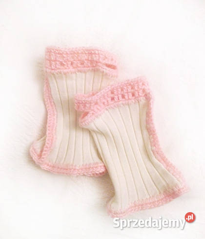 pastelowe mitenki różowo kremowe mitenki jasne