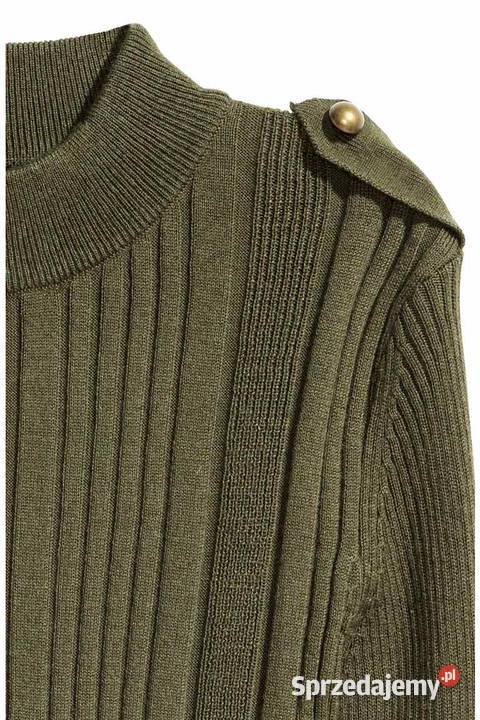 sweter khaki HM xs 34 pagony bluzka Toruń