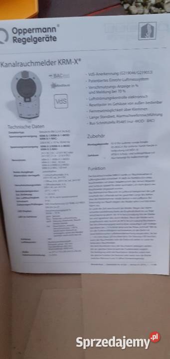 Czujnik Dymu Alarmu PPoż KANAŁOWY Do wentylacji Kazimierz Biskupi