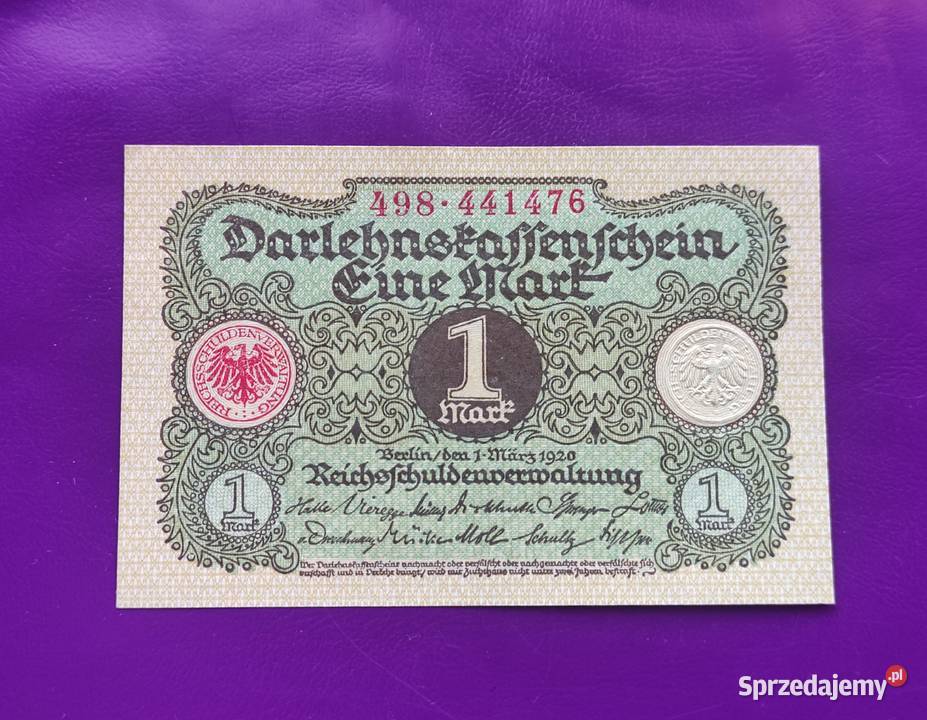 Banknot Niemcy 1 Mark 1920 - Poszukiwany / Rzadki !