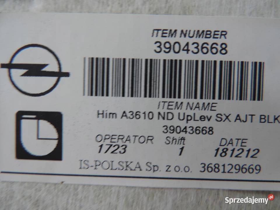 PODSUFITKA SUFIT OPEL ASTRA K V KOMBI 39043668 osobowe kujawsko-pomorskie