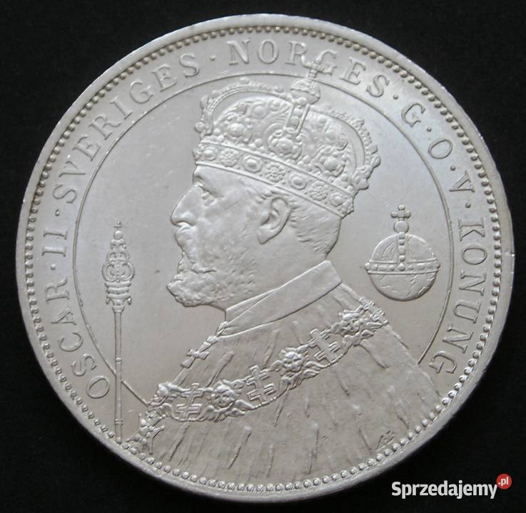 Szwecja 2 korony 1897 SREBRO Oscar II stan 12 Łódź