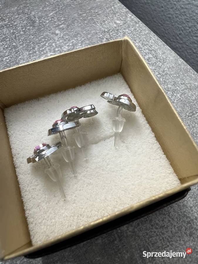 Kolczyki srebrne z różowym diamentem Jasło sprzedam