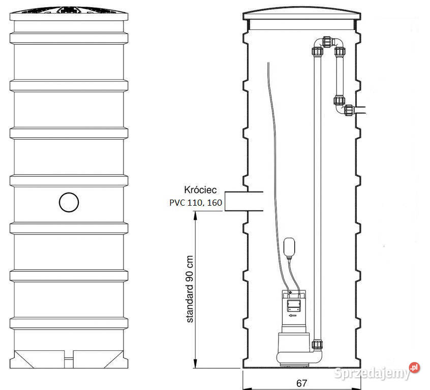PRZEPOMPOWNIA 600 H 210 Z POMPĄ WQ11kW z Legnica