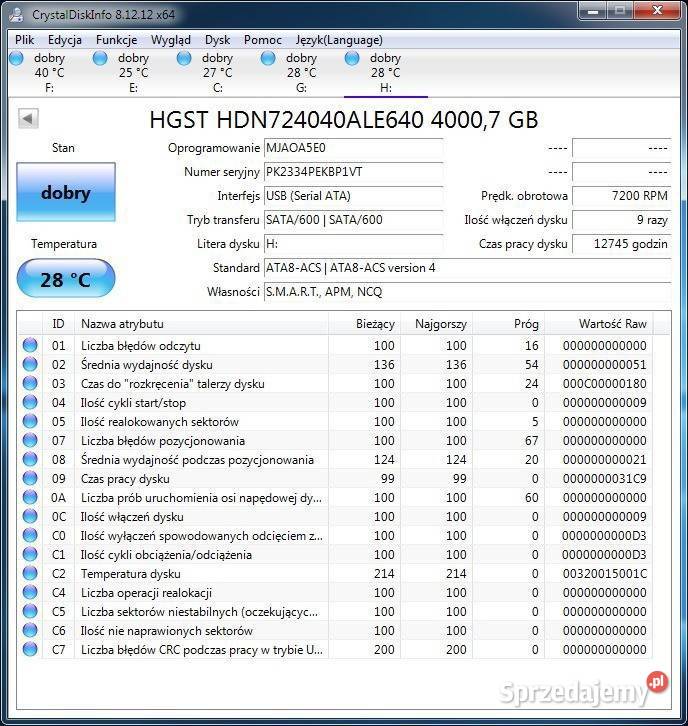 DYSK HDD 4TB HGST HDN724040ALE640 SATA III Dyski Tomaszów Lubelski